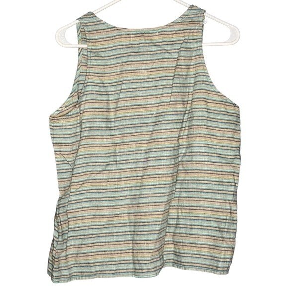 Willow 100% Linen Pastel Striped Sleeveless Top Tank Size Large - Picture 2 of 5